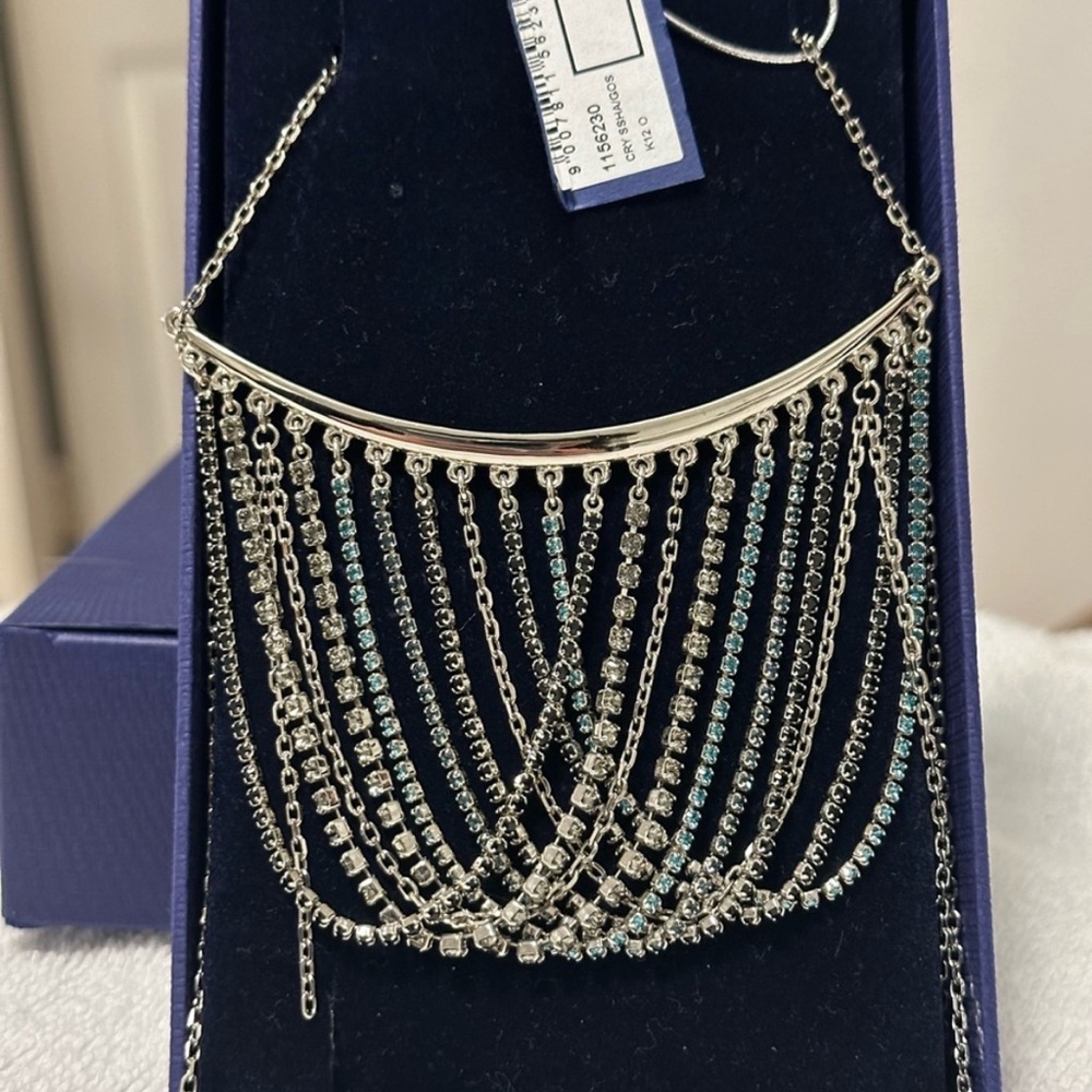 Rare Swarovski Silver, Black & Blue Necklace - Limited Edition